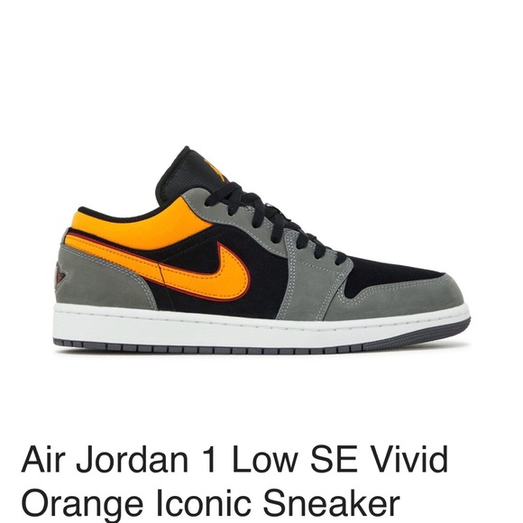 Brand New in Box Air Jordan 1 Low SE Vivid Orange Iconic Sneaker - Picture 1 of 9